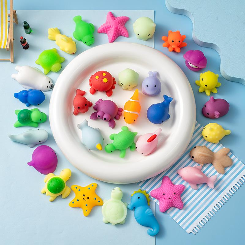 Ocean Turtle Dolphin Mochi Squishy Toys Cartoon Whale Sea Star Stress Relief Toys Squeeze Vent Sensory Toy Party Favor Kid Gift
