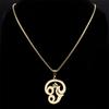 Indien Tamil Om Symbol Halskette für Damen Herren Edelstahl Goldfarbe Buddhistisches Om Shiva Yoga Anhänger Halsketten Schmuck N8089S01