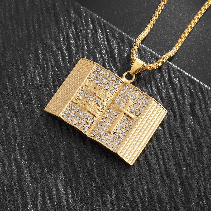 Neck Pendant Strong Price European and American Retro Bible Titanium Steel Pendant Necklace