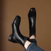 Krazing Pot Microfiber Winter Square Toe Modern Size 33 Boots Size 43 Concise Design Med Heels Zipper Women Ankle Boots