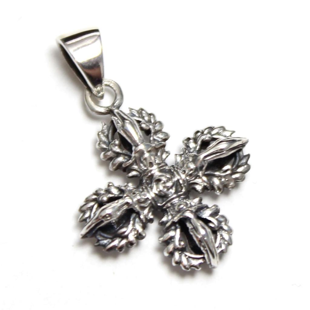 [Mizar] Tibetan Karma Double Dorje Pendant, Sterling Silver 925, Amulet, Men's & Women's
