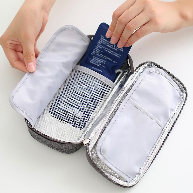 Portable Insulin Cooler Bag with 2 Ice Bags Outdoor Travel Waterproof Aluminum Foil Insulated Diabetic Insulin Cooler Case Box