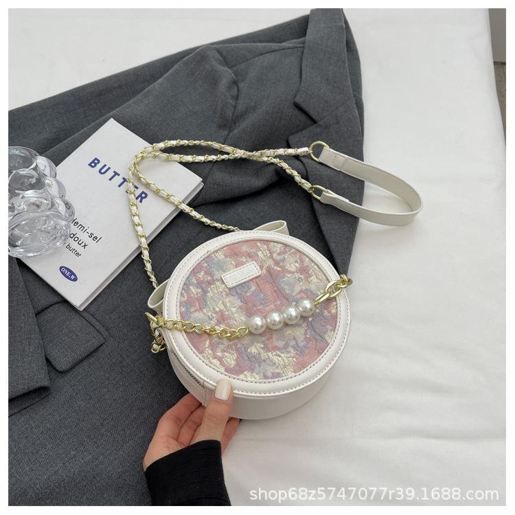 

Small fragrance style foreign pearl handbag 2025 national style chain women s bag cute trendy fashion shoulder crossbody bag фиолетовый