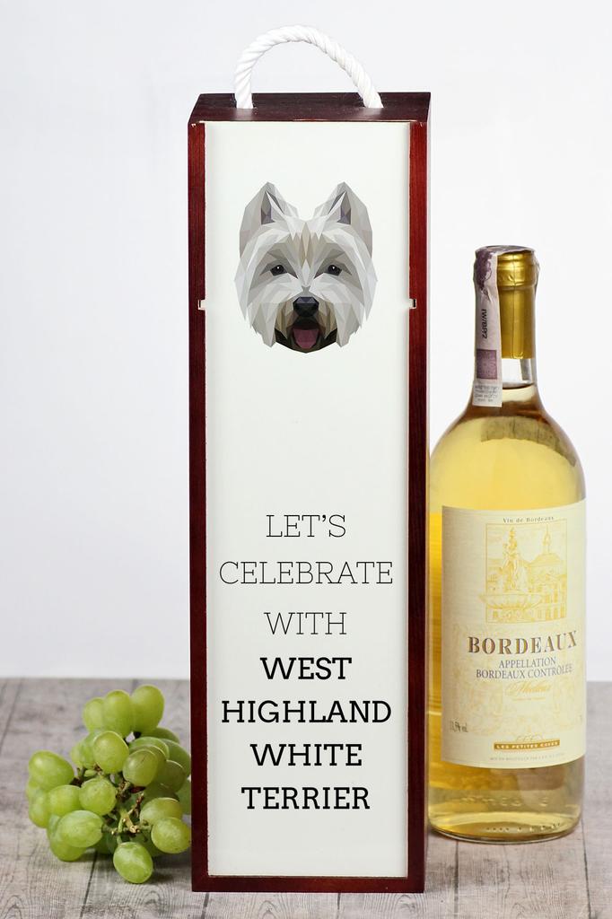 West Highland White Terrier, Westie - Geometryczne Pudełko Ze Zdjęciem I Napisem Na Wino Marki Art-Dog