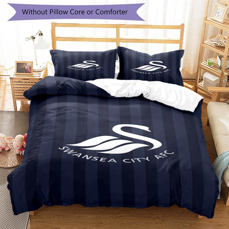 Set Copripiumino con Stampa Swansea City A.F.C. – include 1 copripiumino e 2 federe coordinate Arredo camera da letto Regali di Natale