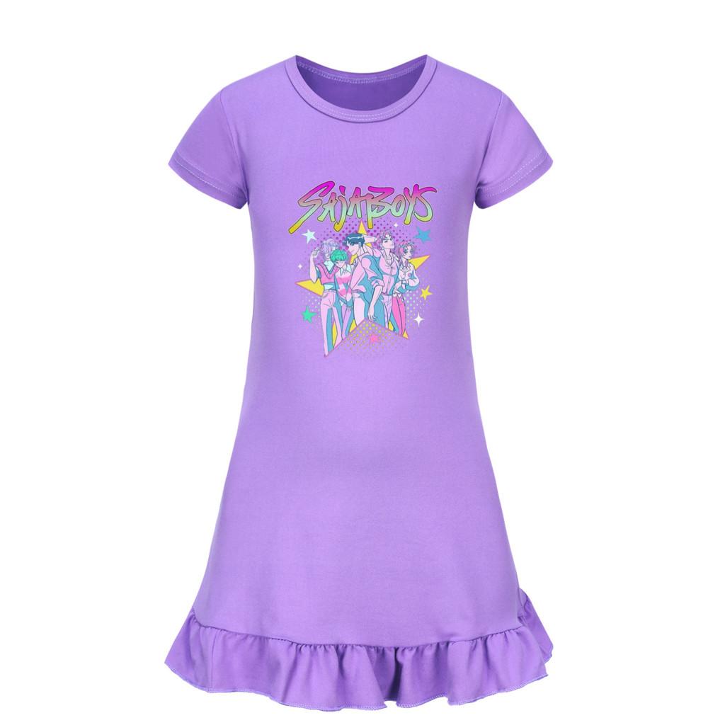 5054 Kids Girls Sajaboys Mira Zoey Rumi Printed Ruffle Short Sleeves Casual Dress