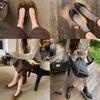 Sheepskin version~ leather French bow leopard print single shoes women's autumn new flat ballet shoes shallow mouth Mary Jane shoes