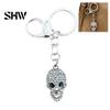 Heavy Duty Metal Key Ring Bling Rhinestone Skull Keychain, Halloween Gothic Pendant Keyring Pendant, Handbags Backpacks Purse Charm Accessory Keychain