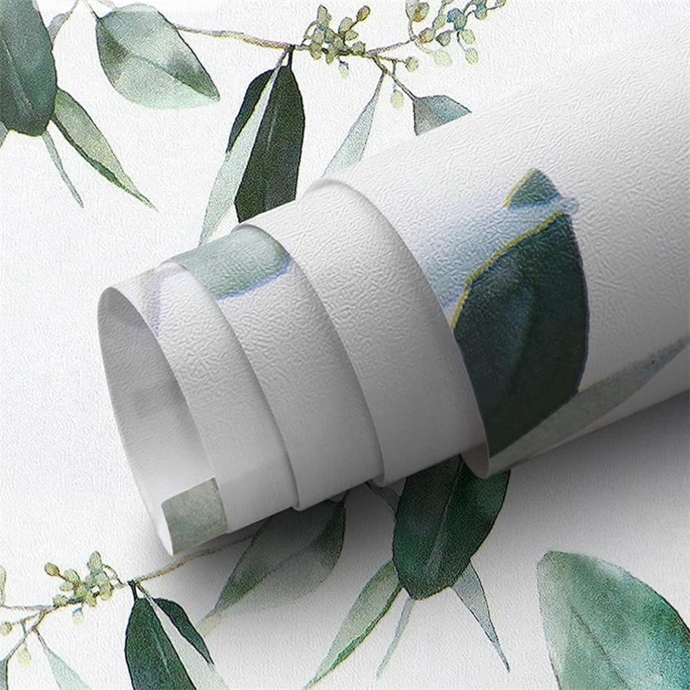 

Обои на стену самоклеящиеся виниловые с цветочным лиственным рисунком, зеленые/серые, для стен, ванной, спальни, домашнего декора 1mx45cm