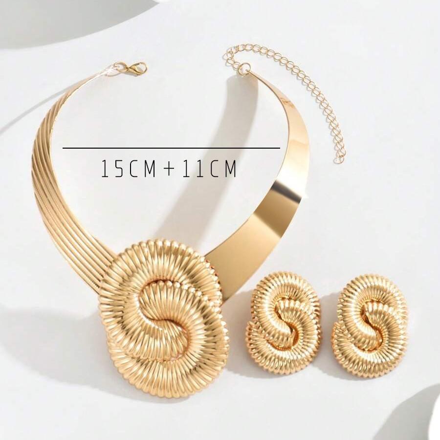 Přehnaný design osobnosti Geometrický kroucený náhrdelník Všestranná sada závitových náušnic Luxusní pocit