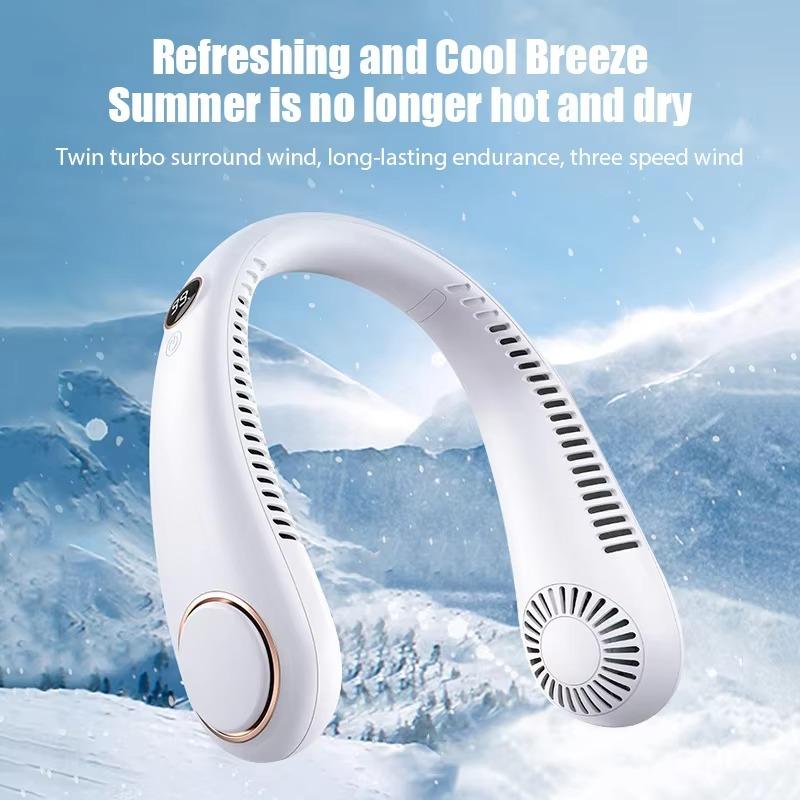 1200mah Mini Neck Fan Portable No Bladeless Hanging Neck Rechargeable Air Cooler 3 Speed Mini Summer Outdoor Sport Fan