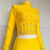 Chic French Socialite Rhinestone Bandage Top & Hip-Hugging Midi Mini Skirt Set