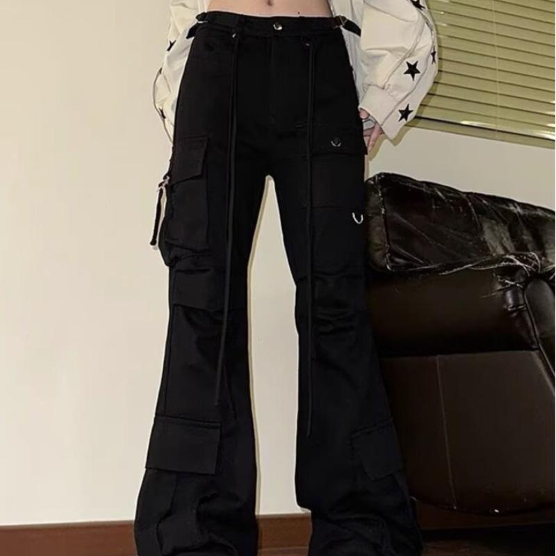 

Женские ретро брюки карго микро-клеш с карманами - Коллекция весна/осень 2024 Medium чёрный