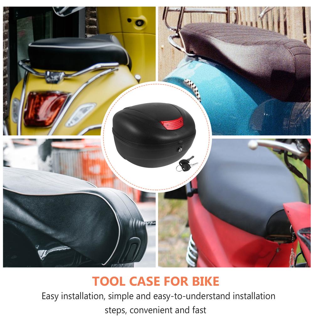 Caixa Traseira de Motocicleta Plástica Durável à Prova d'Água Porta-malas de Bicicleta Elétrica Top Case Caixa para Banco Traseiro Acessórios para Motocicleta Bagageiro