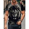 Summer Men's Fun Animal Creative 3D Printed Round Neck Short Sleeve T-shirt Fashionable Comfortable Loose Large Breathable Sports Leisure T-shirt