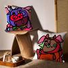 Weird Expression Doodle Cushion Cover Anti-dustmite Pillowcase Invisible Zipper Silky Short Plush Sofa Cushion Cover