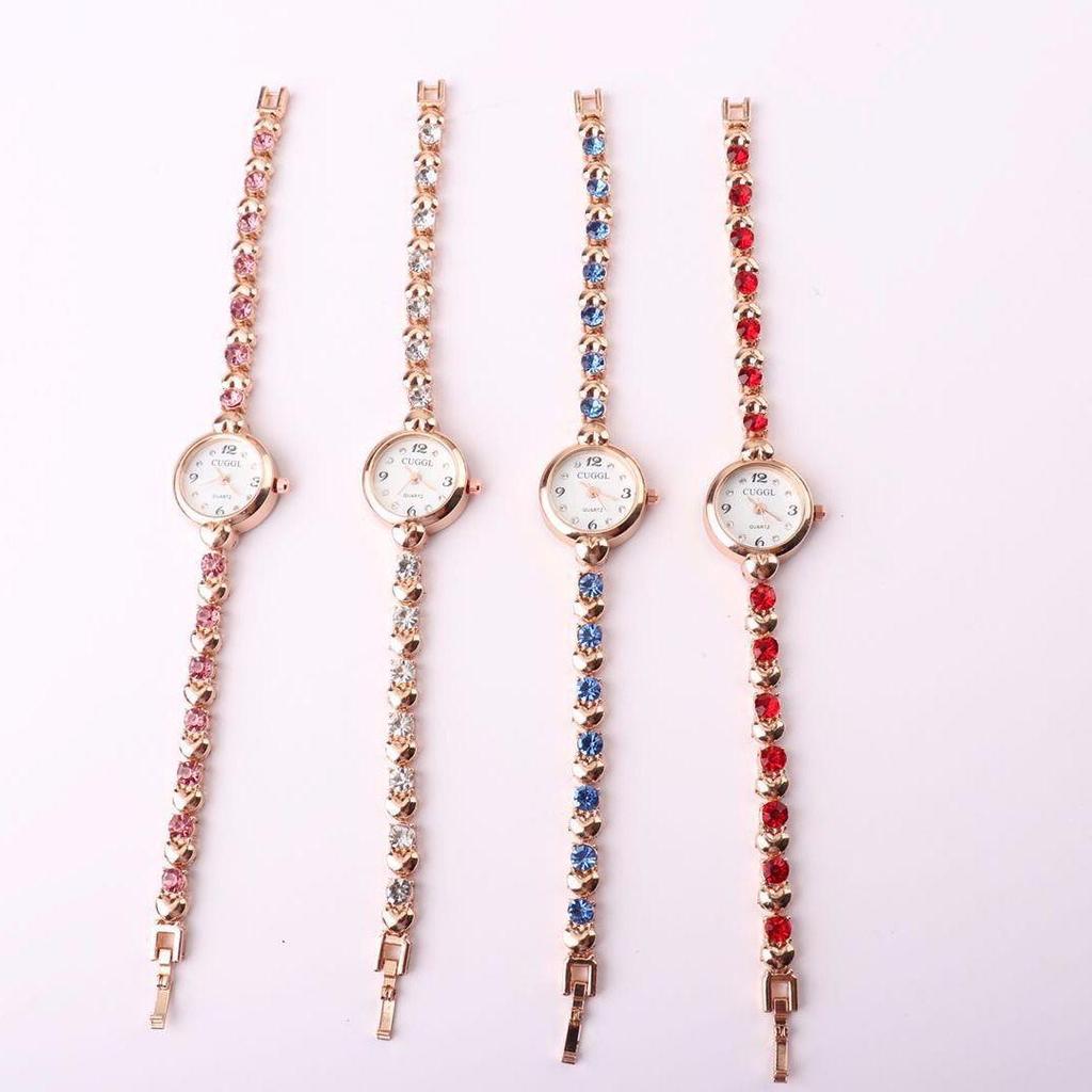 Rose Gold Women's Quartz Watch with Thin Steel Band & Diamond-Set Hands