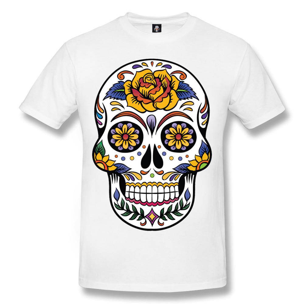 SKULL TATTOO Mens T-shirt Skull Rock Day of the Dead Biker Goth Sugar Skull Top