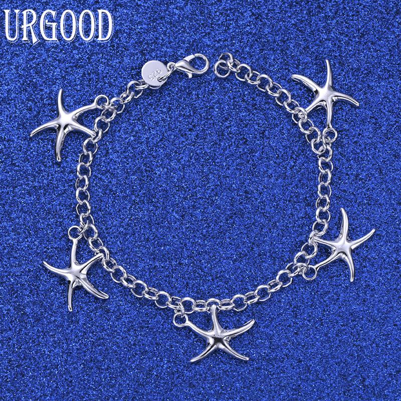 925 Sterling Silver Wedding Jewelry Star Pendant Bracelet