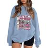 Women's Long Sleeve Neck Printed Pullover Sweatshirt Casual Top