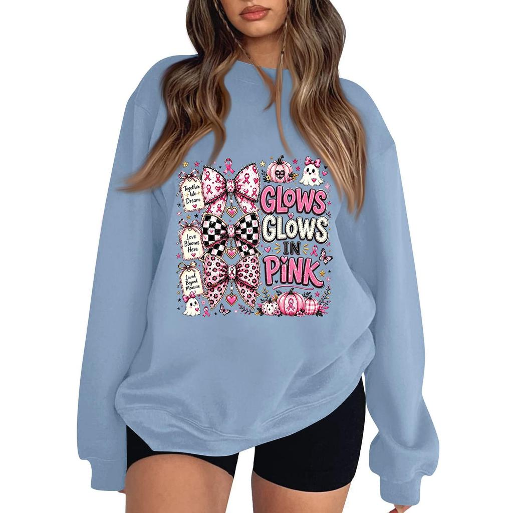 Women's Long Sleeve Neck Printed Pullover Sweatshirt Casual Top