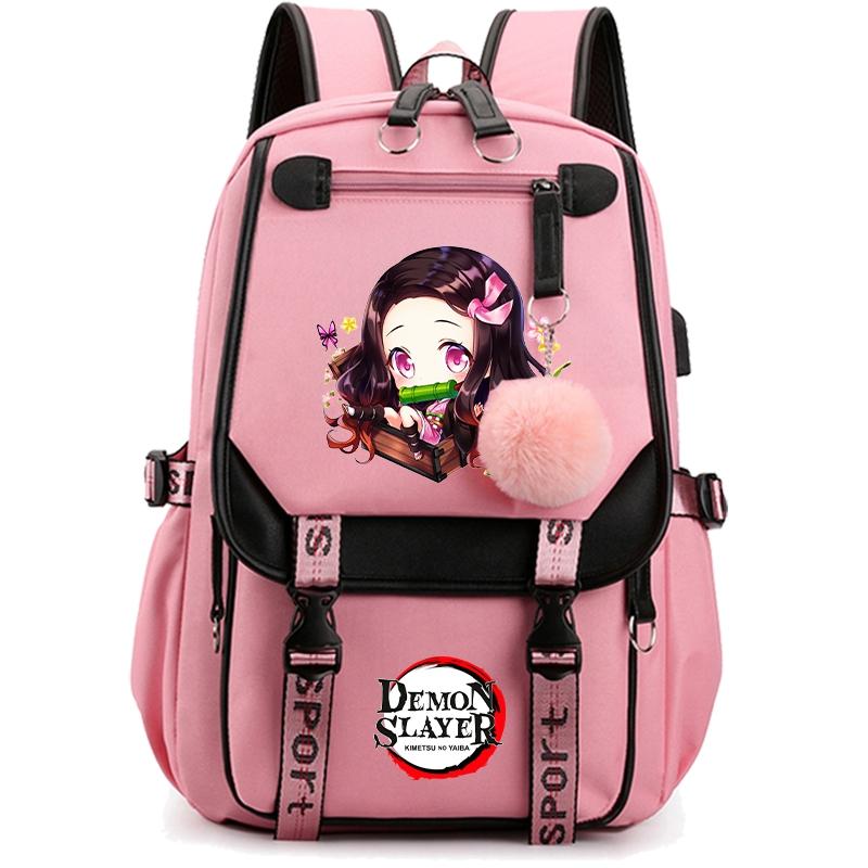 Anime Demon Slayer Backpack for Women Canvas Laptop Bag Back To Schoolbag for Teenager Girl Boy Schoolbag Men Women Travel Bag