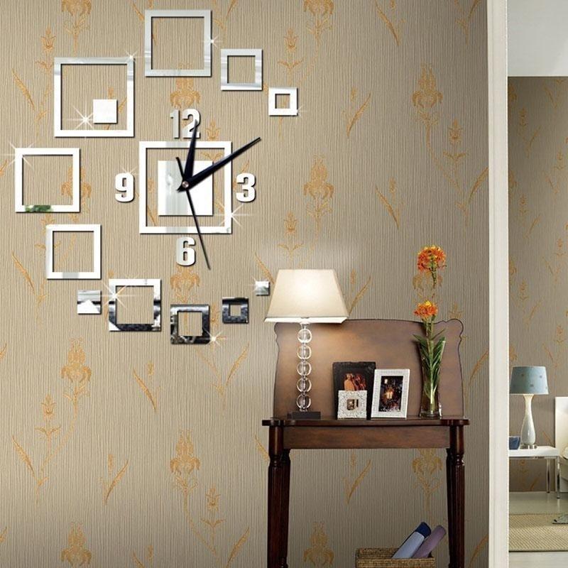 3D Wall Clock Mirror Diy Creative Mirror Watch Stereo Acrylic Living Room Bedroom Decoration Wall Clock New Fashion