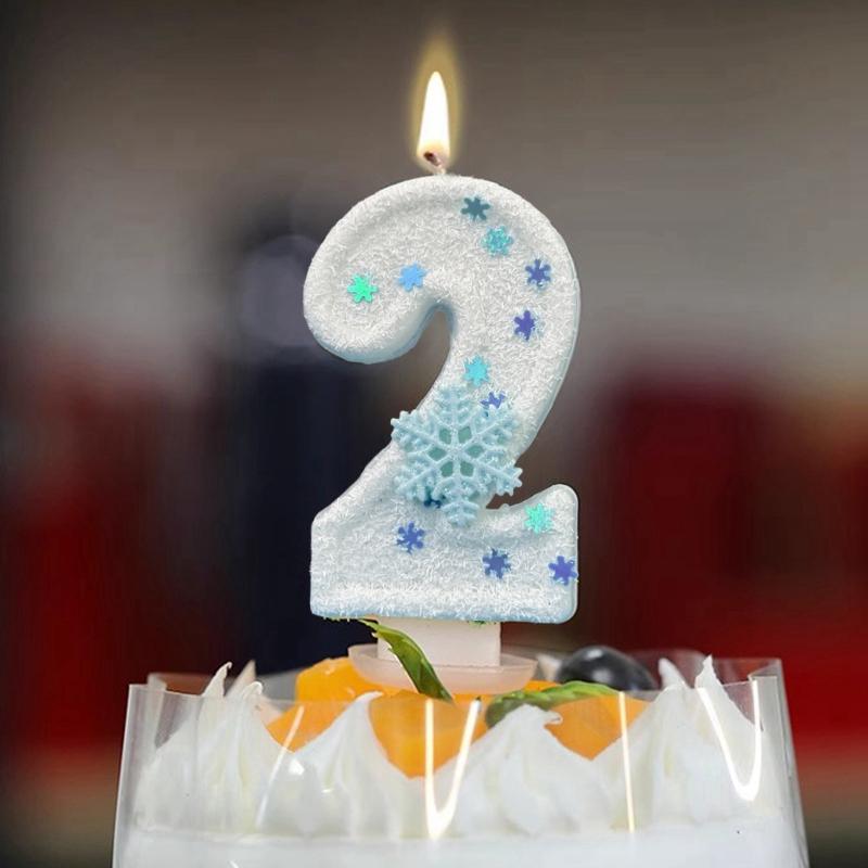 Christmas Birthday Number Candles Snowflake Frozen Digital Candles Number Cake Topper Birthday Party Decor Baby Shower