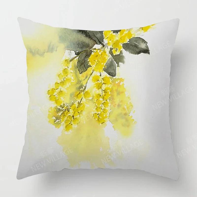 Nordic Fall Home Decor Autumn Throw Pillow Case Sofa Cushion Cover Modern 45x45cm 45*45 50x50 60x60cm 40*40cm Leaf Plant Green