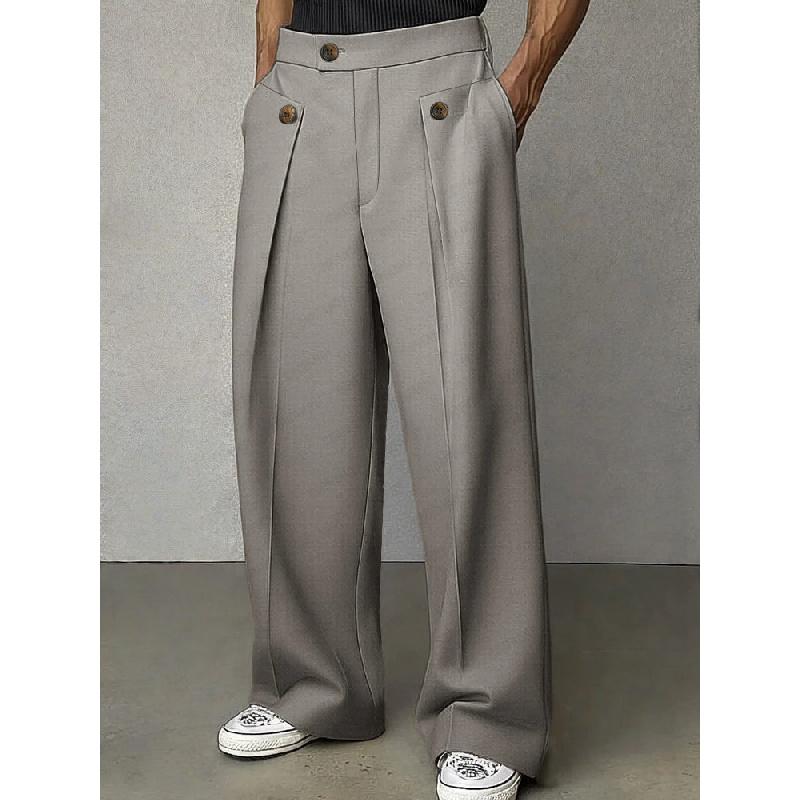 Men's straight-leg anti-wrinkle no-iron business casual trousers with premium drape