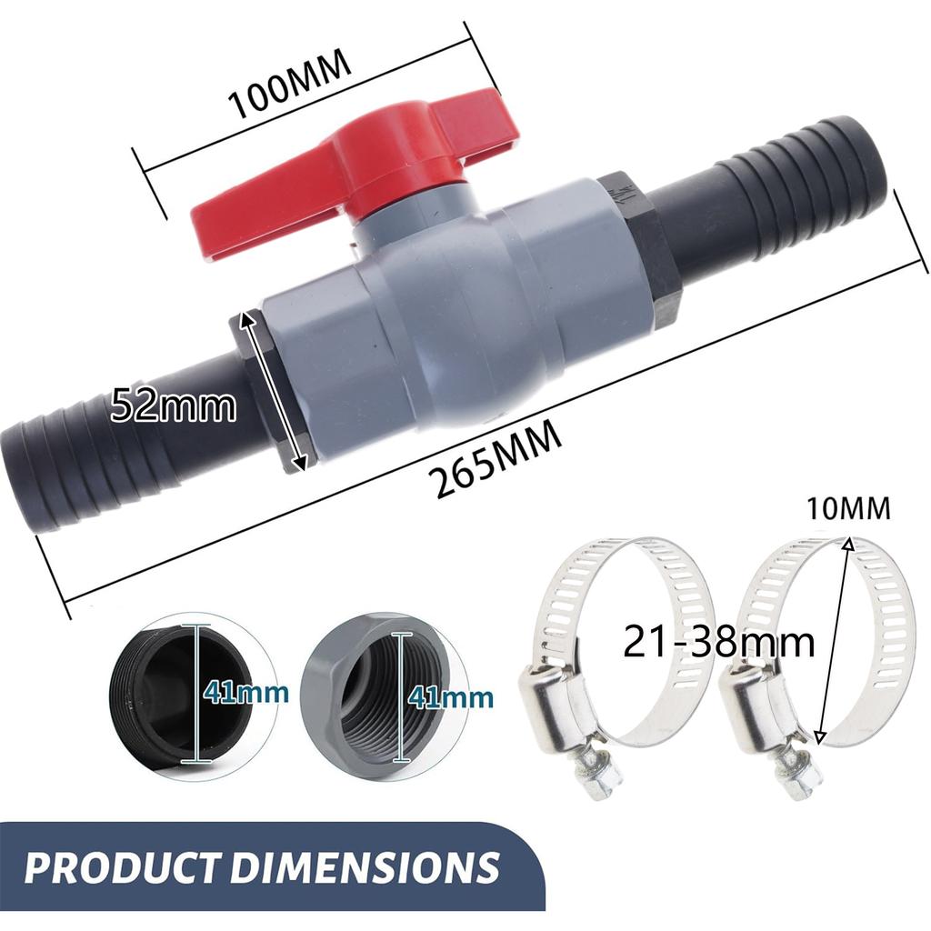 PVC Pool Valves 40mm Thread 32mm Barbed Hose Adapter for Water Control In Irrigation Systems