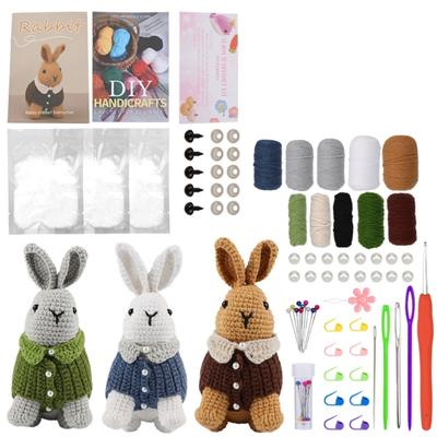 Ensemble d'animaux au crochet à la main pour débutant Kit de matériaux de démarrage complet comprenant fil, crochet, art artisanal, kits de tricotage