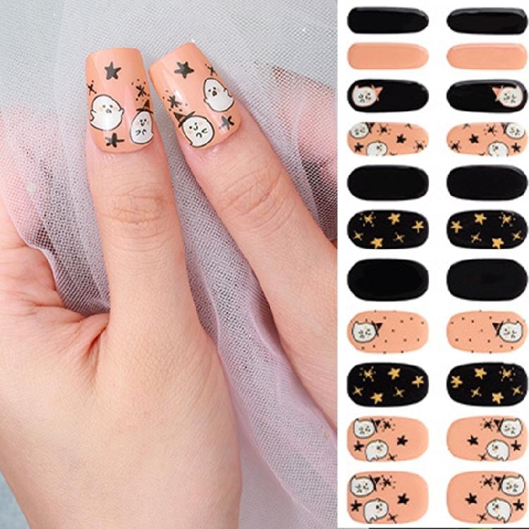 Halloween Full Nail Strips Full Nail Wraps Luminous Halloween Nails Stickers Gel Nail Strips Nails Art Decoration