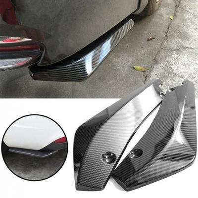 2x Car Carbon Fiber Rear Bumper Lip Diffuser Splitter Canard Protector Black EA
