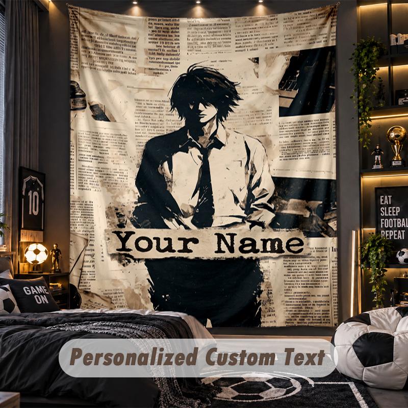 Personalized Wall Tapestry,Death Note Custom Printed Name, Fabric Wall Art For Indoor Room Backdrop