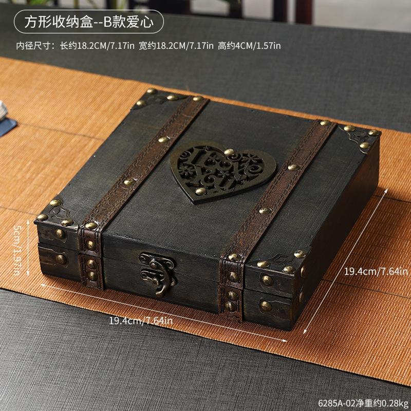 

Desktop Square Storage Box Wooden Jewelry Box Archaizing Empty Gift Box Jewelry Necklace Storage Organization