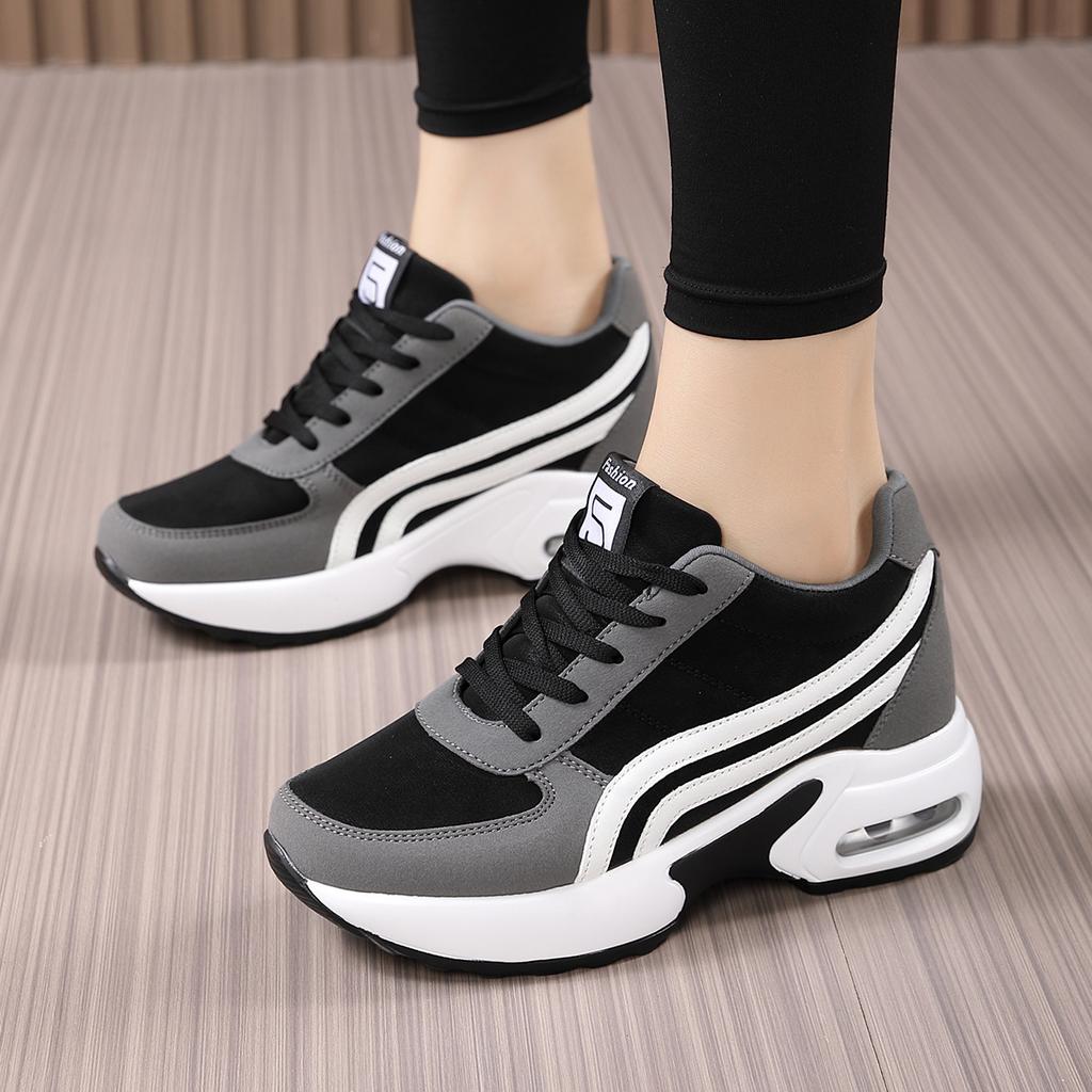Shoe Factory New Spring and Autumn Soft Sole Leather Surface Inner Height Increase Women's Shoes Platform Casual Sports Shoes Women