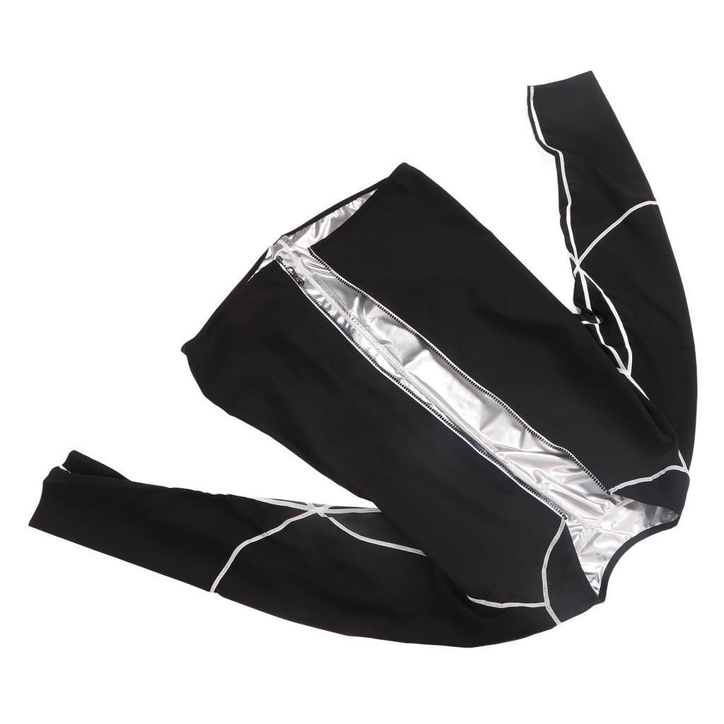 Sauna Jacket Zipper Body Shaping Rapid Thermal Cycling Elastic Sweat Sauna Jacket for Exercising Silver Inner with Long
