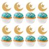 Glitter Moon Star Cupcake Toppers Eid Mubarak Cake Toppers Twinkle Crescent Moon
