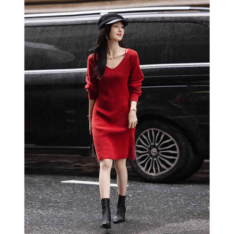 Вязаное платье Demana с V-образным вырезом, мягкое как облако L