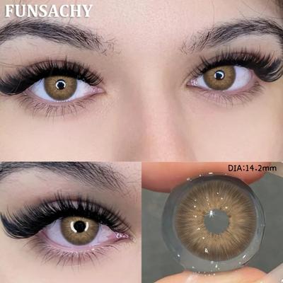 FUNSACHY Farbige Kontaktlinsen Jahreslinsen Braune Linse für Augen Make-up Schönheit Grüne Farblinsen Mode Graue Pupillen Kontakte 2 Stück