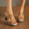 Summer new women's shoes retro fashion shoes thick heel leak toe fish mouth platform women sandals wish amazon