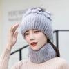 New Rex Rabbit Hair Knitted Hat Women's Autumn and Winter Thickened Ear Protection Warm Elastic Knitted Fur Hat Scarf