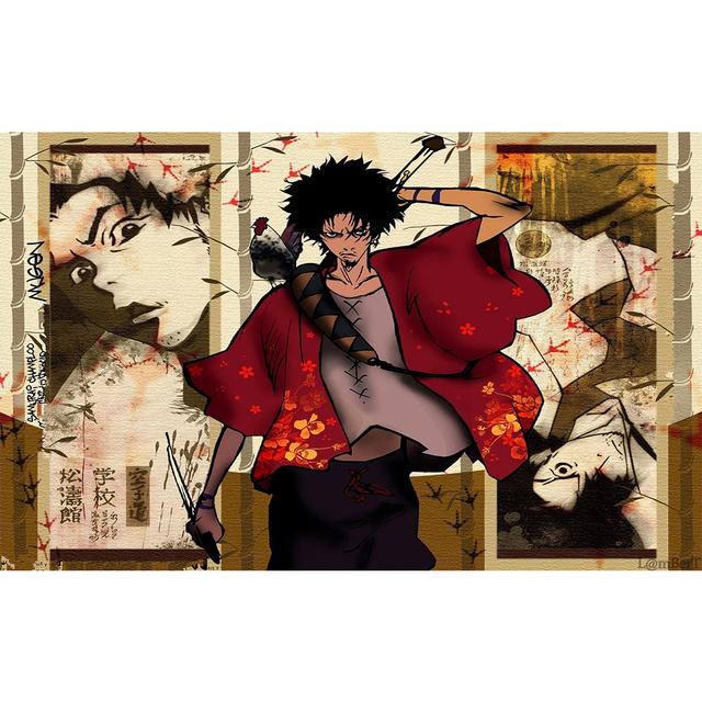 

Японский закат самурай плакаты и принты абстрактная настенная живопись бусидо холст картина для гостиной домашнее произведение искусства декор без рамки 21*30cm No Frame