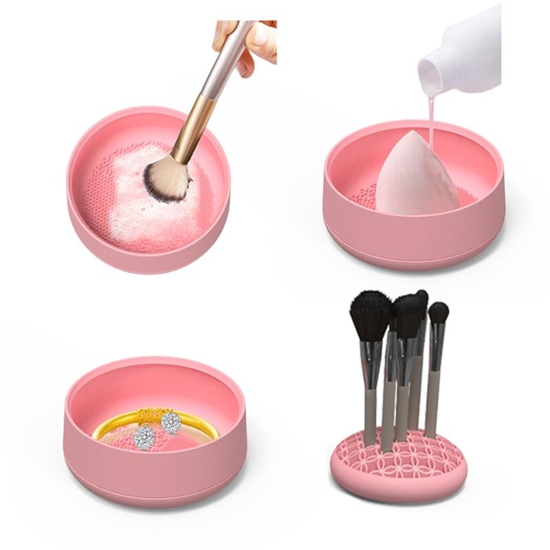 3 in 1 Silicone Makeup Brush Cleaner Convenient and Portable to Cleaning Your Brushes for Women Girls