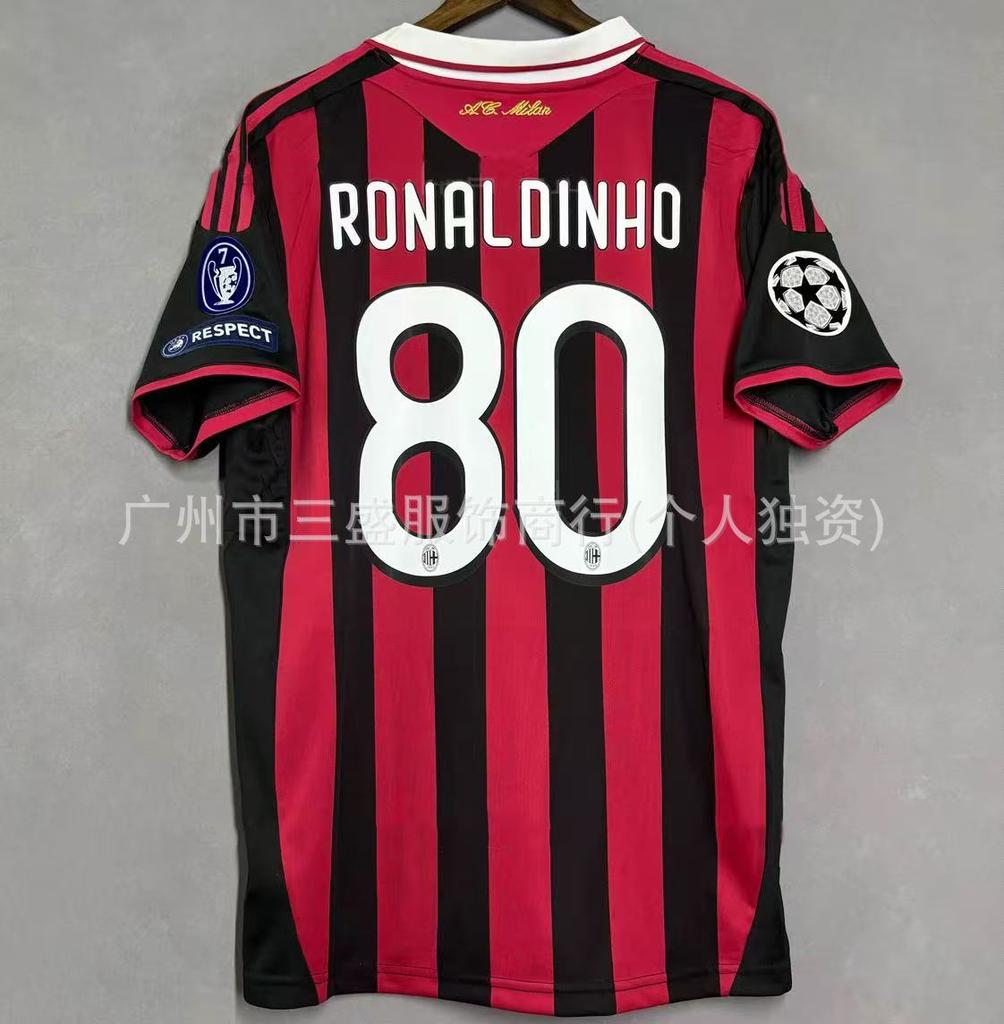 Wholesale sports outdoor retro series AC Milan jersey No. 22 Kaka No. 80 Ronaldinho same football jersey short sleeves