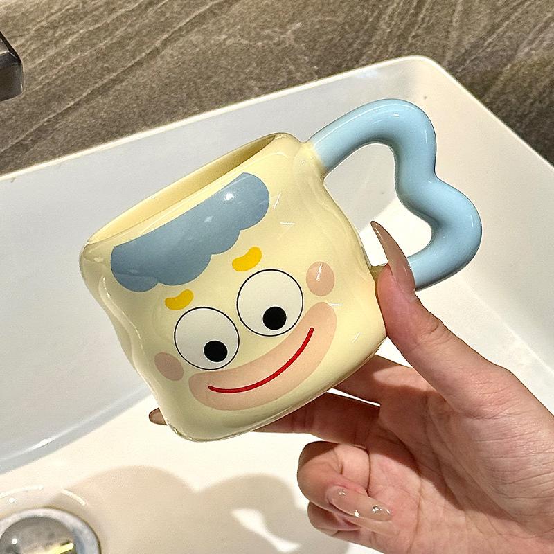 Cute Cartoon Ceramic Mouthwash Cup Household Brushing Cup Couple Tooth Tank Toothbrush Children's Washing Cup High-value Dental Utensils