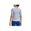 Under Armour Rush Solid Back Mesh Crew Neck Short Sleeve T-Shirt Women Tops Harbor-Blue 1379043-465
