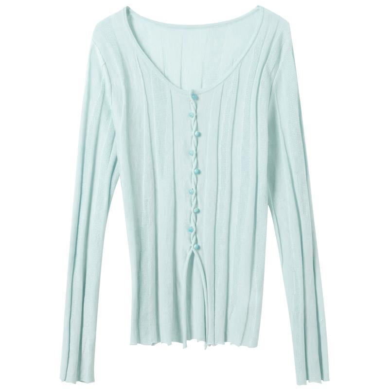 New Chinese Style Slim-Fit Slit Knitted Sweater