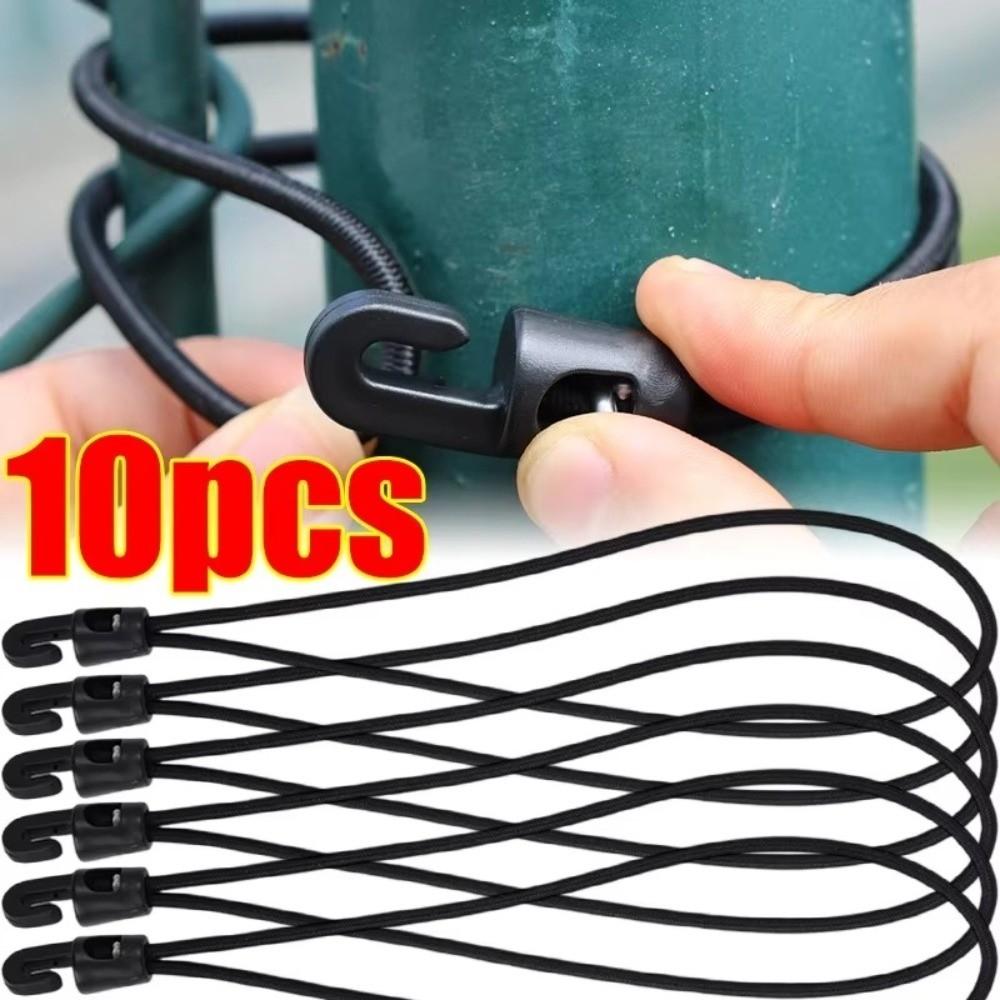 10Pcs Black High Elasticity Expander with Hooks Rubber Tensioner Camping Tarpaulin
